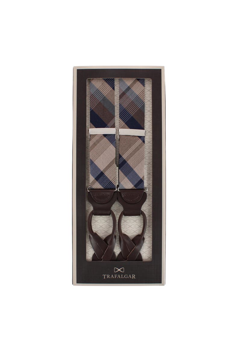 Rolando Stately Plaid Wool Blend Business Button End Suspenders, Alternate, color, Multiple