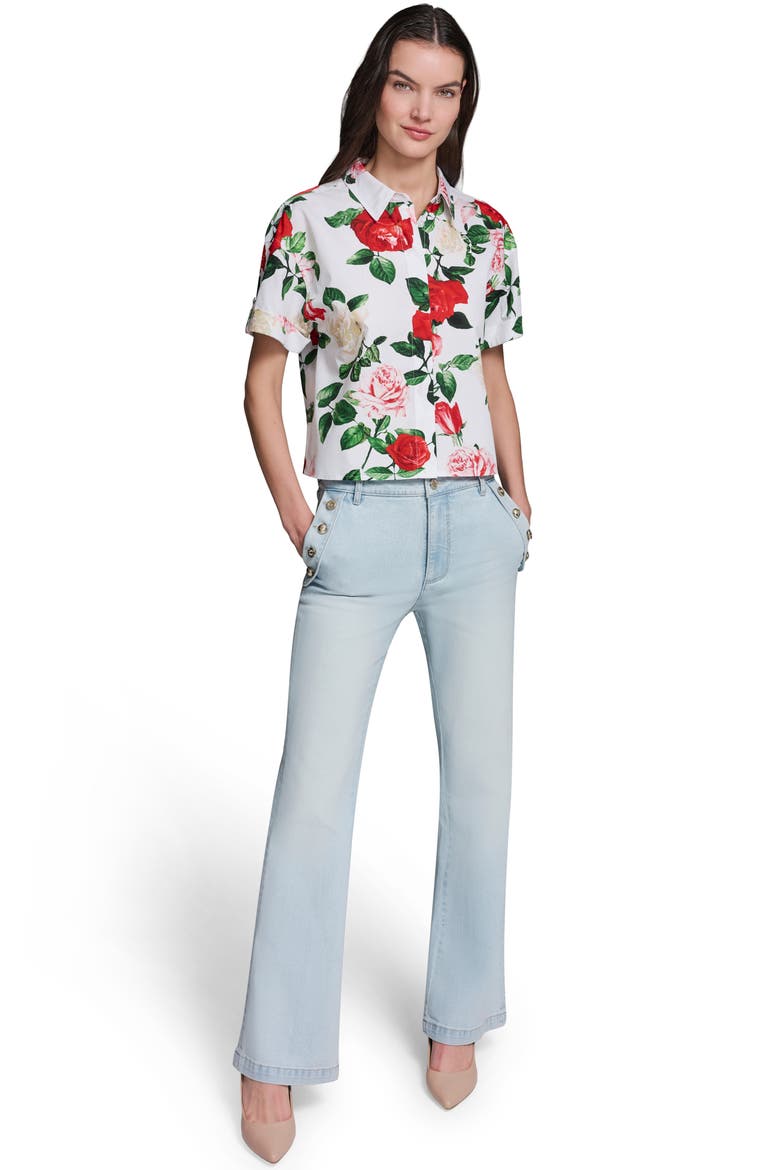 Rose Print Shirt, Alternate, color, SOFT WHITE MULTI