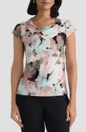 KASPER Blurred Floral Print Cowl Neck Top