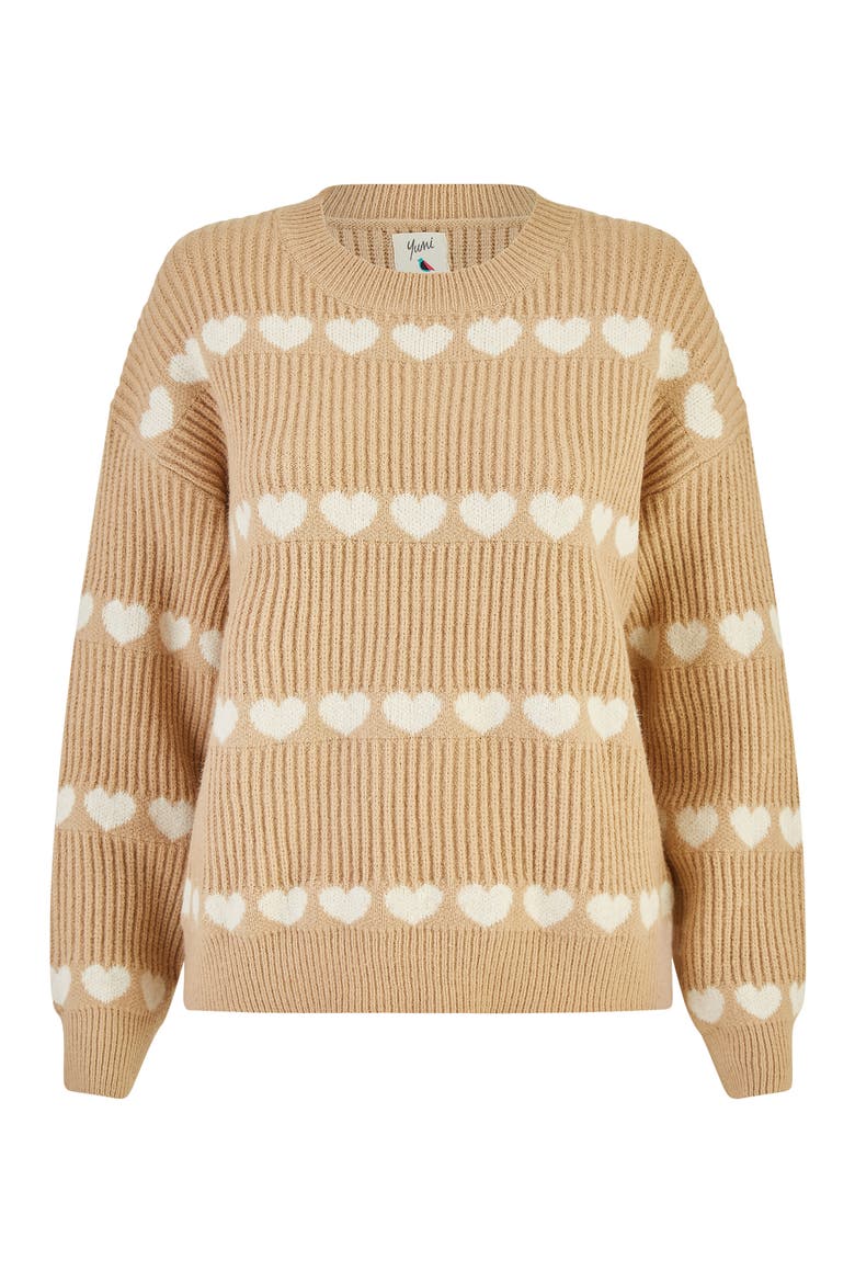 Heart Stripes Jumper, Alternate, color, Oatmeal