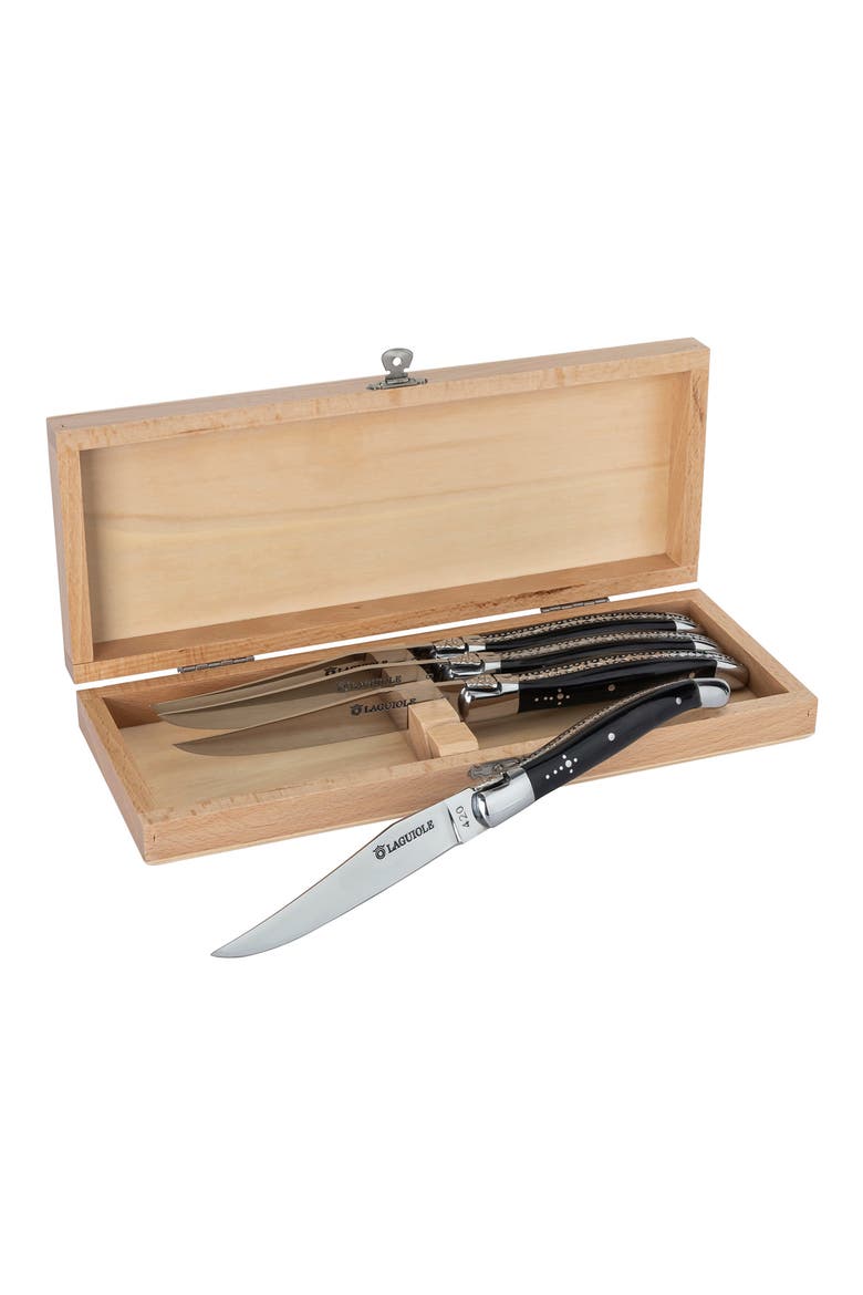 Laguiole Steak Knives - Set of 4, Alternate, color, BLACK