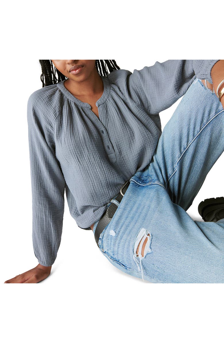 Lucky Brand Long Sleeve Cotton Gauze Blouse, Alternate, color,