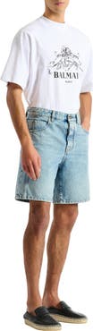 Balmain Light blue denim Bermuda shorts