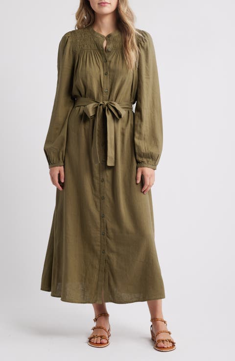 Long Sleeve Belted Shirtdress
