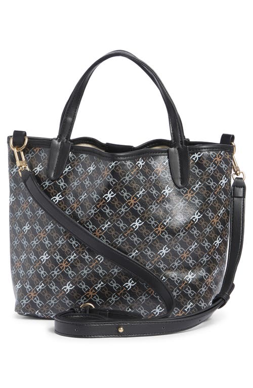 Sam Edelman Harper Monogram Mini Shopper Tote Bag In Black