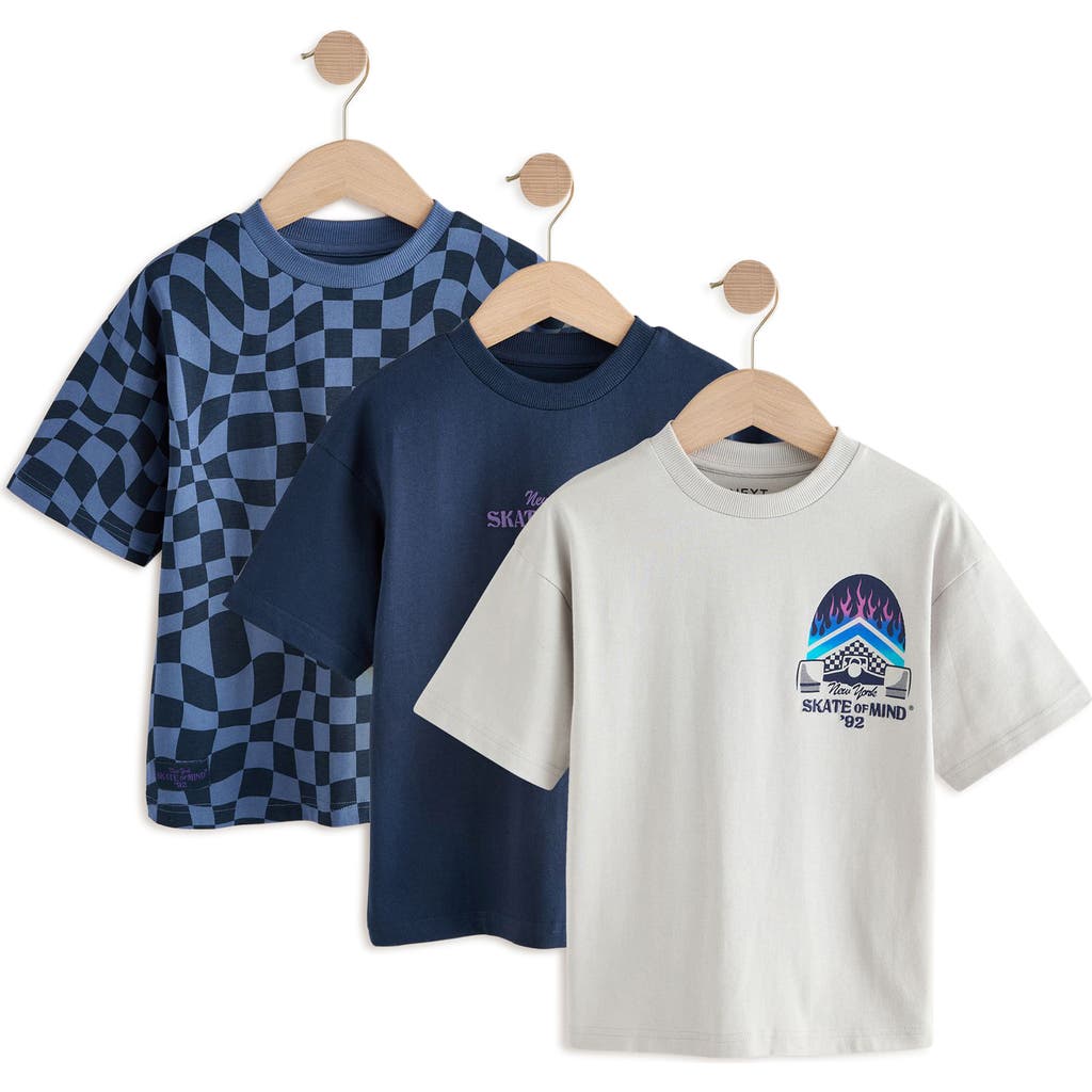 Next Kids' Assorted 3-pack Skate Graphic T-shirts In Grey