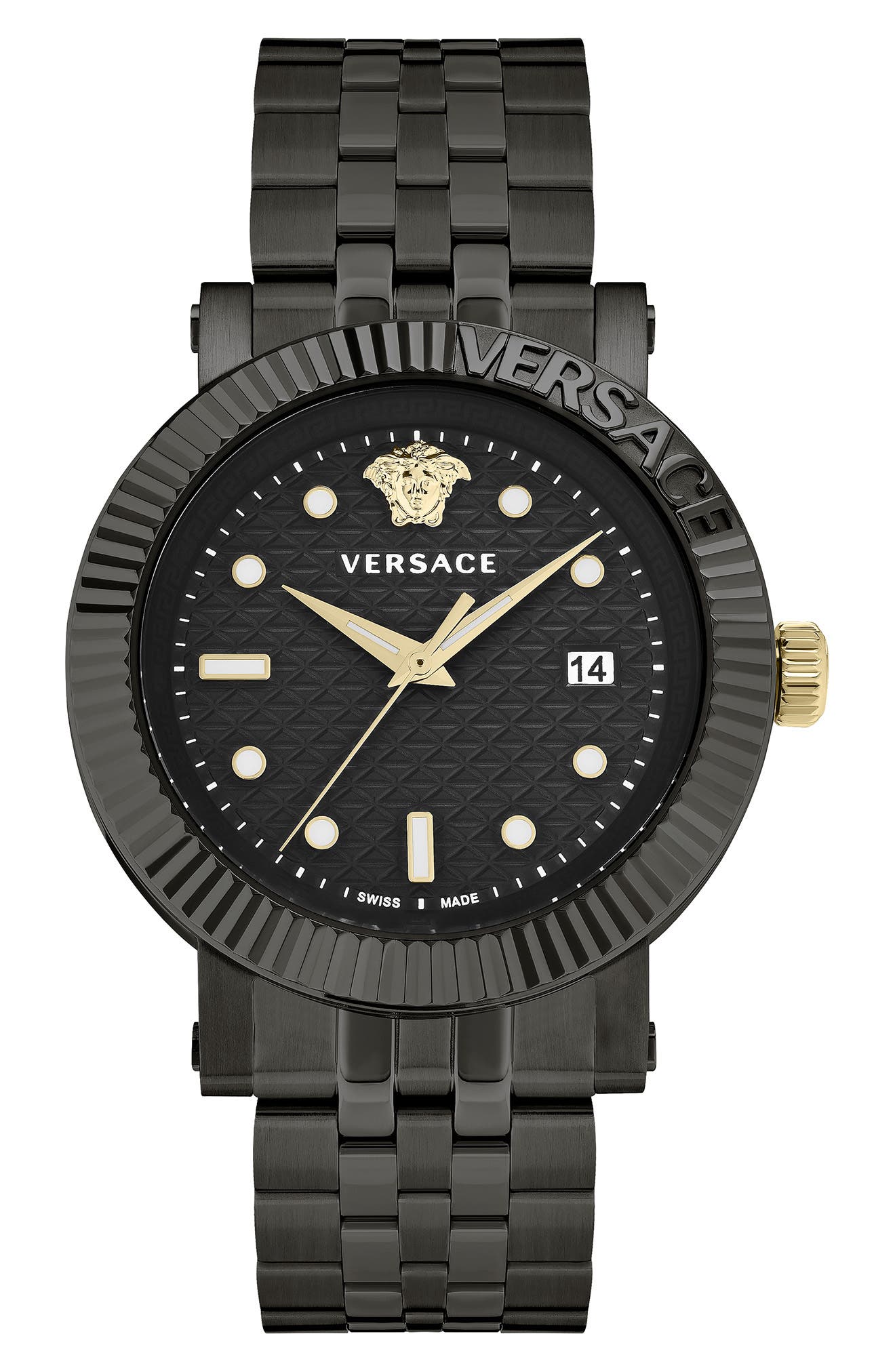 Versace V-Classic Three-Hand Quartz Bracelet Watch, 42mm
