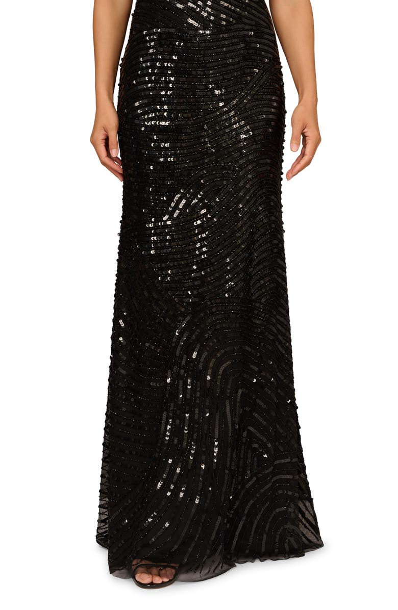 Aidan Mattox by Adrianna Papell Sequin Strapless Gown, Alternate, color, Black