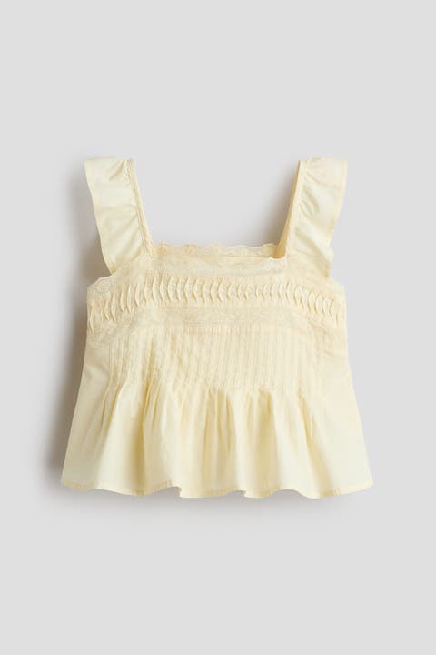 Lace-trim Cotton Top