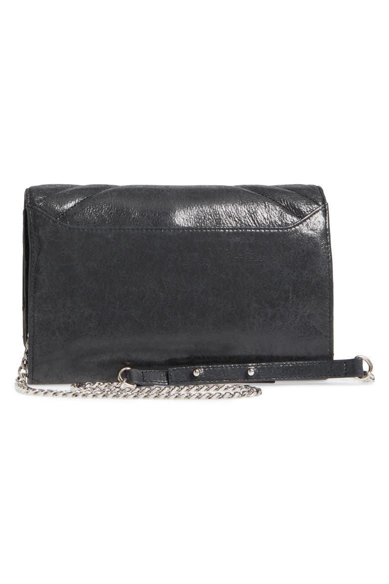 Soho Calfskin Leather Wallet on a Chain, Alternate, color, BLACK