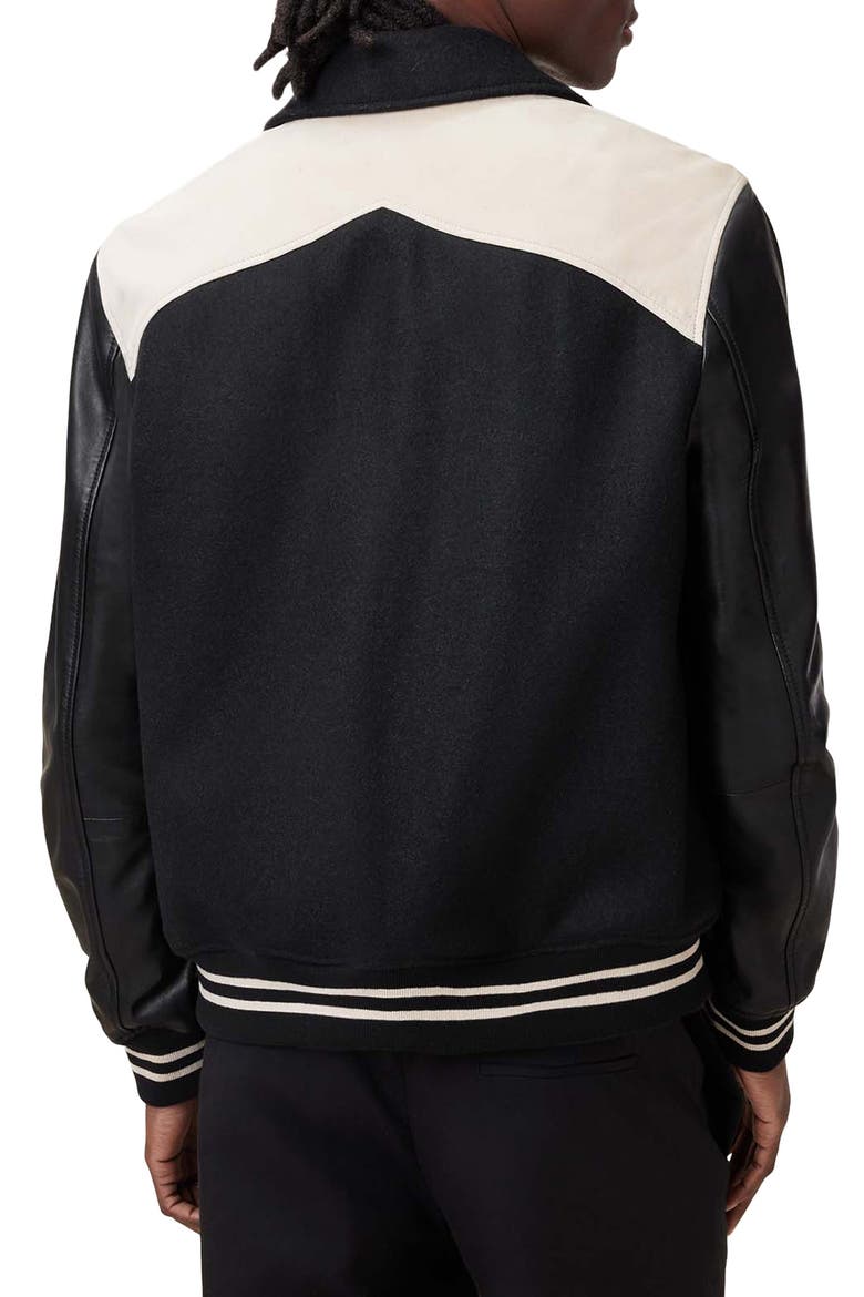 Endleton Contrast Bomber Jacket, Alternate, color, BLACK/ ECRU WHITE