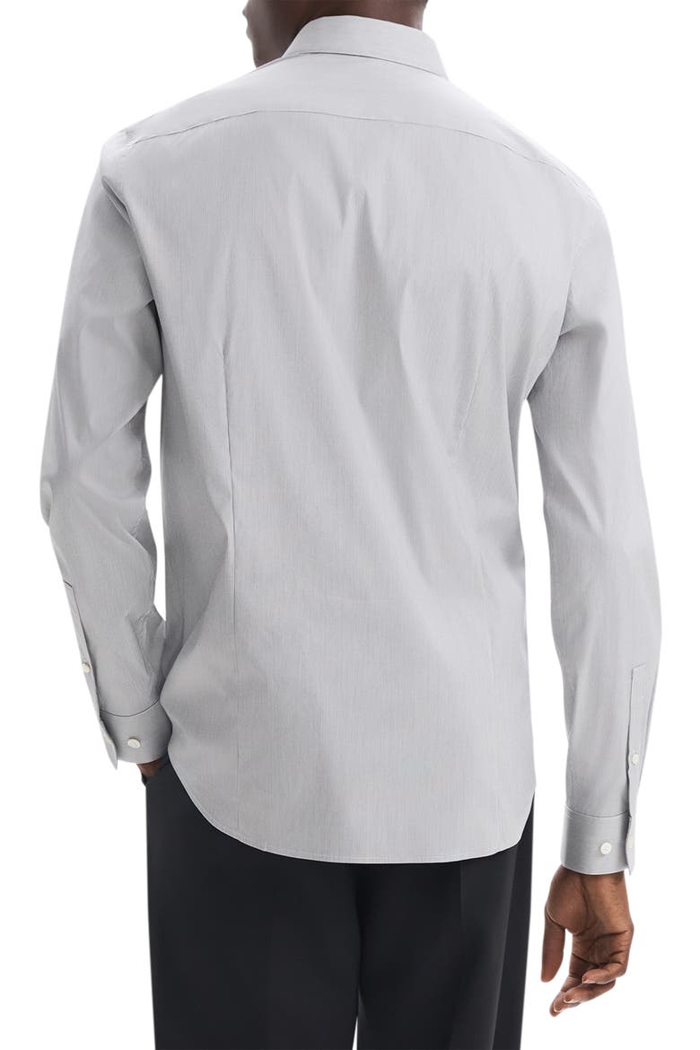 Sylvain Micropattern Stretch Cotton Blend Button-Up Shirt, Alternate, color, BLACK/ WHITE