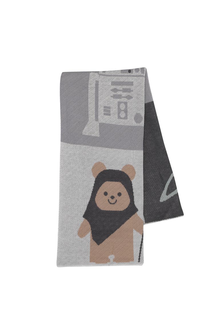 Star Wars The Force Knit Baby Blanket - Yoda/Ewok/R2-D2/Vader, Alternate, color, Brown Multi