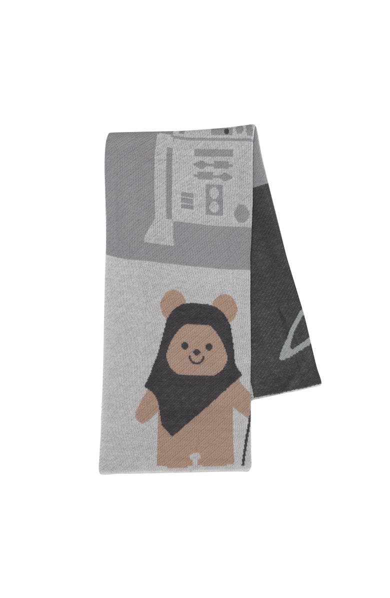 Lambs & Ivy Star Wars The Force Knit Baby Blanket - Yoda/Ewok/R2-D2/Vader, Alternate, color, Brown Multi