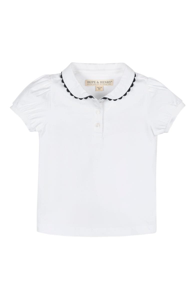 Hope & Henry Girls' Organic Puff Sleeve Polo, Kids, Alternate, color, 