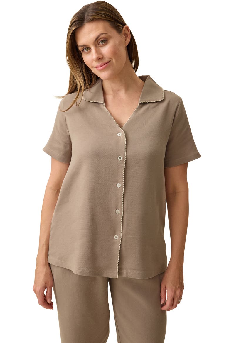 Cotton Blend Pajama Set, Alternate, color, Taupe