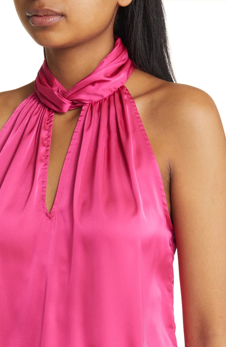 Anne Klein Twist Satin Halter Top, Alternate, color, 