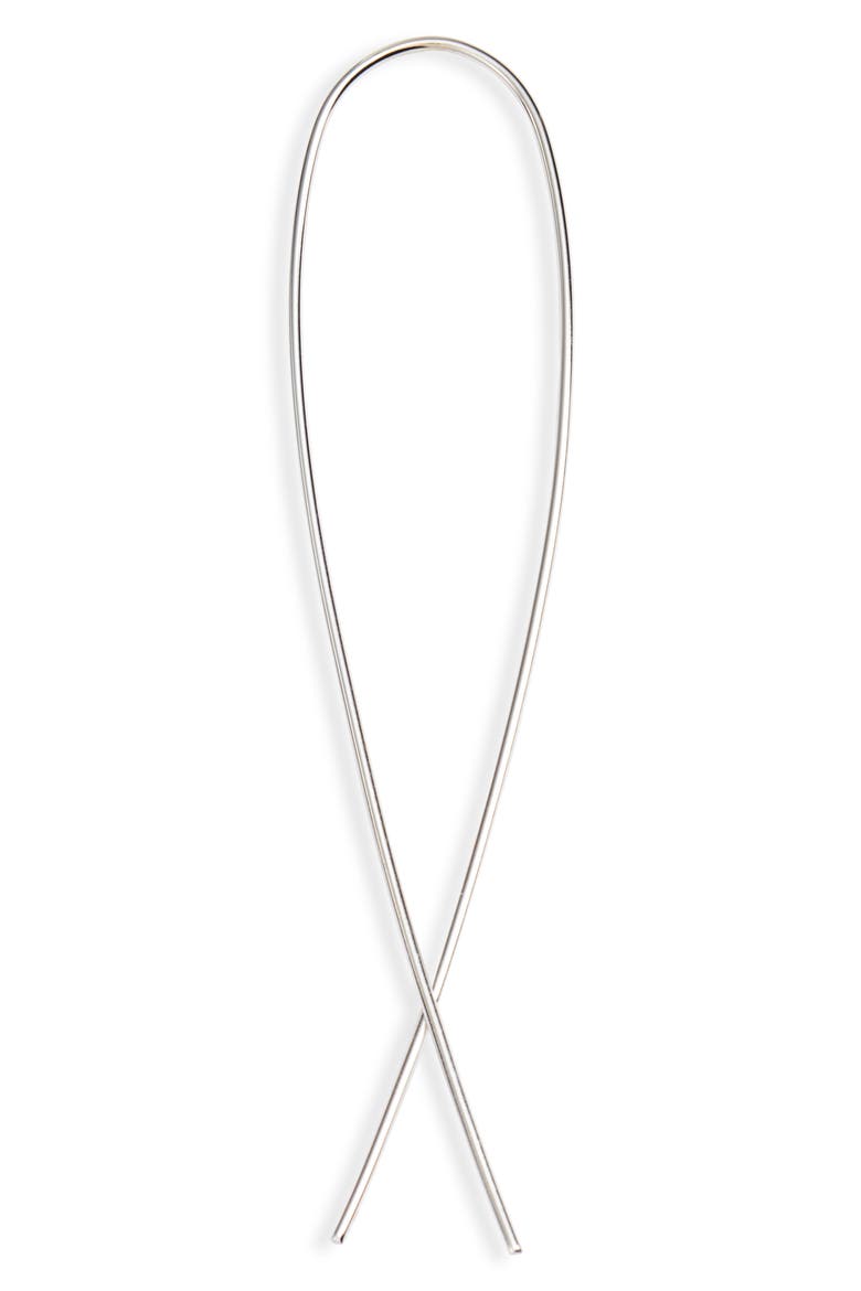 Medium Narrow Upside Down Hoop Earrings, Alternate, color, WHITE GOLD