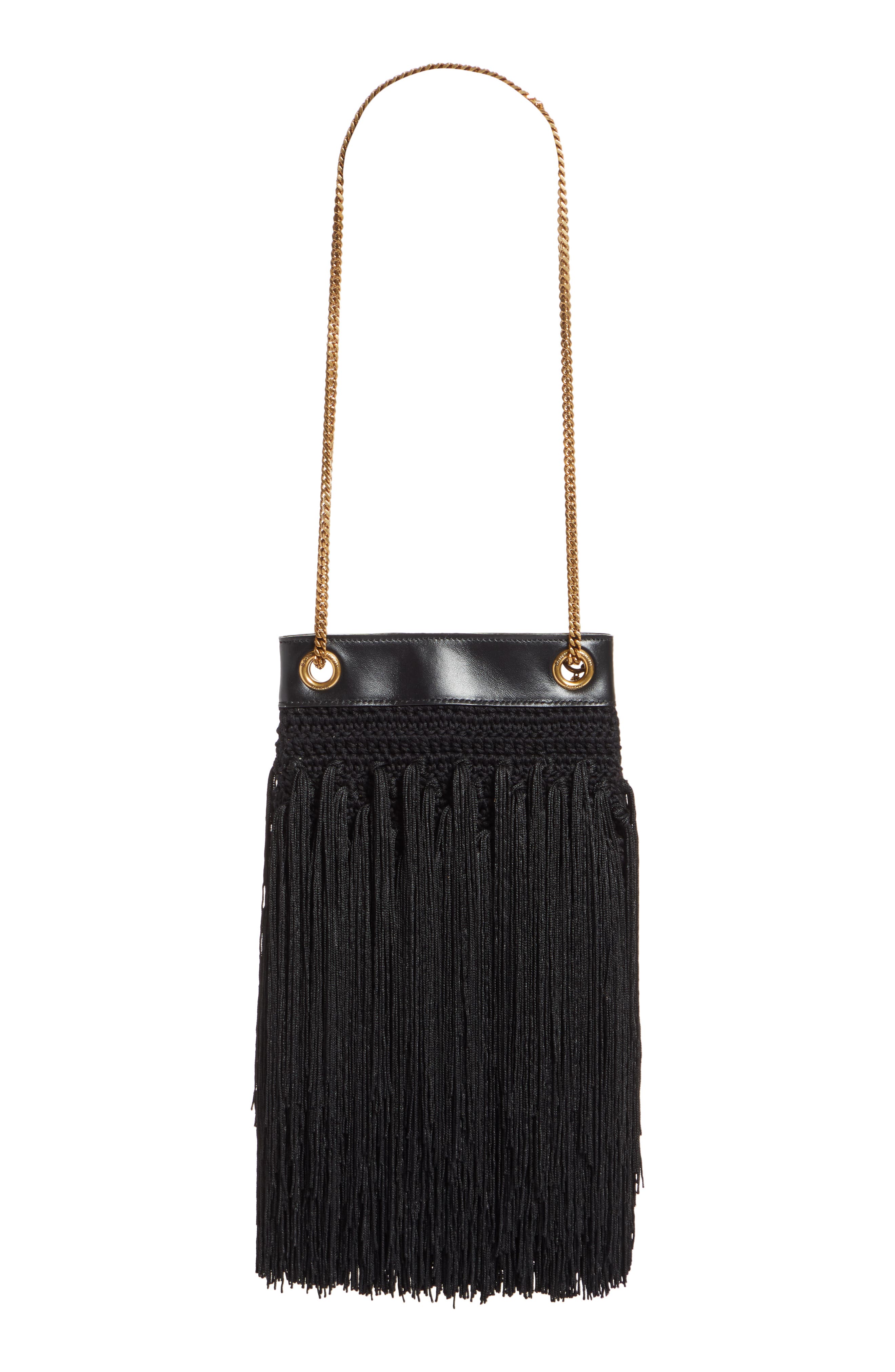 Saint Laurent Small Grace Fringe Macramé Bag, Alternate, color, 