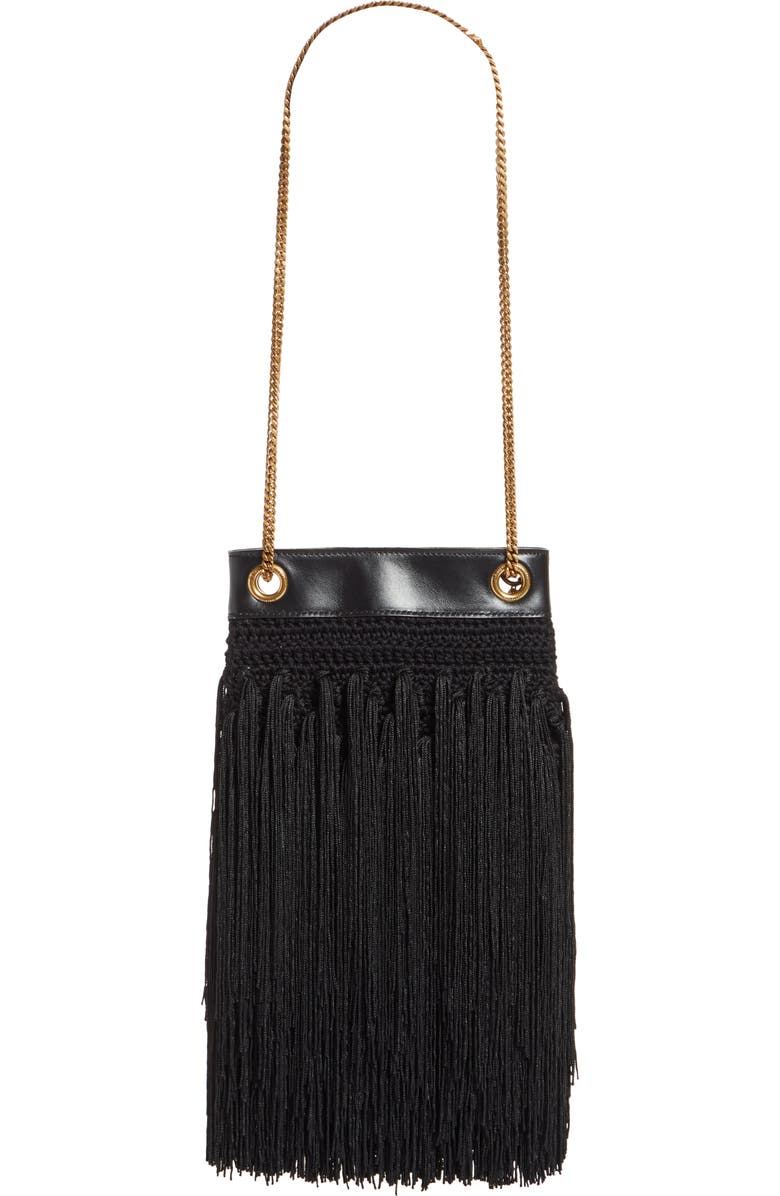 Saint Laurent Small Grace Fringe Macramé Bag, Alternate, color,