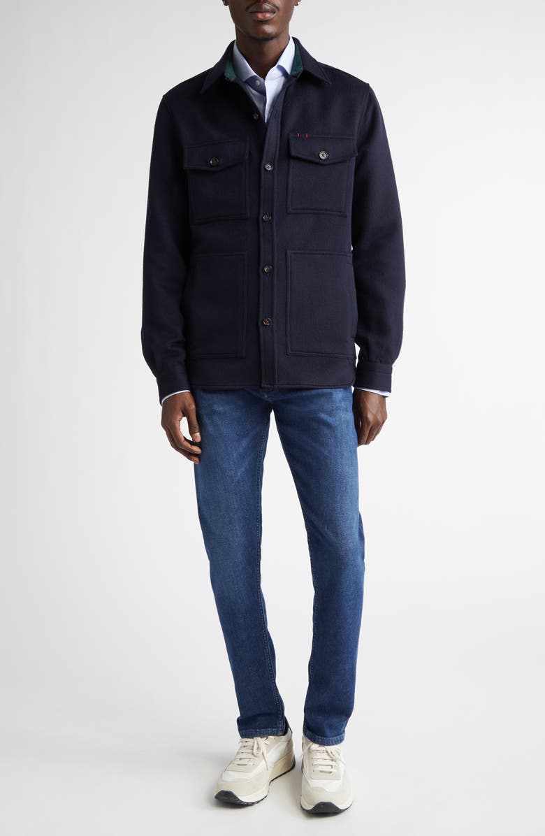 ISAIA Cashmere & Wool Overshirt, Alternate, color, Dark Blue