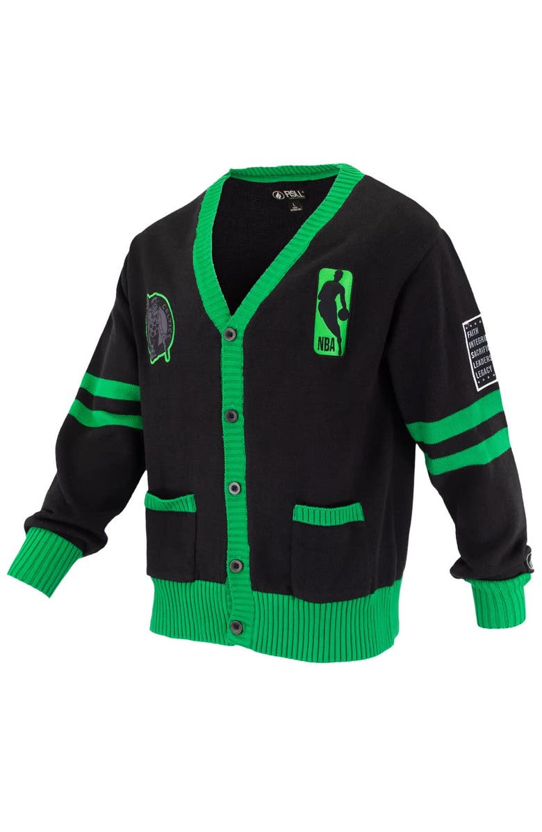 FISLL Unisex FISLL Black Boston Celtics Logoman Shadow Collection Full-Button Cardigan Sweater, Alternate, color, Black
