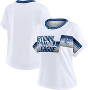 WEAR by Erin Andrews Women's WEAR by Erin Andrews White NFL Cropped Center Stripe Dolman T-Shirt