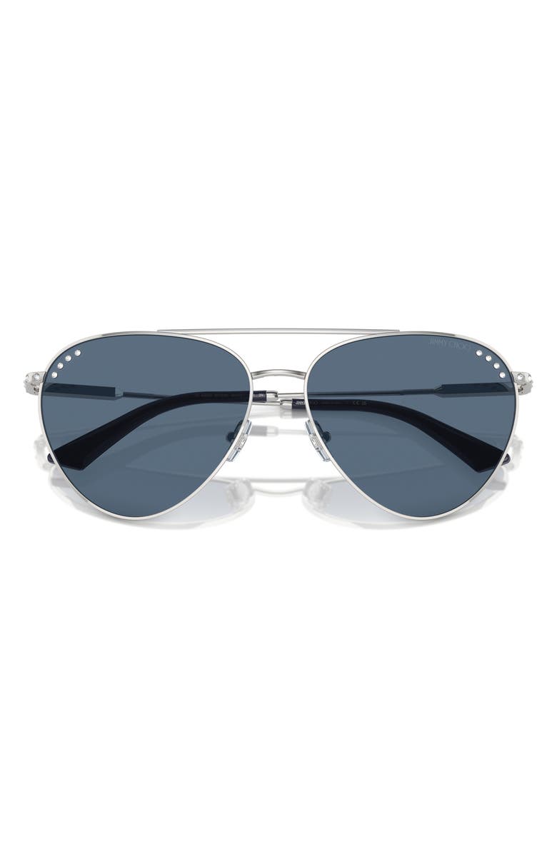 Jimmy Choo 60mm Pilot Sunglasses, Alternate, color, Silver / Dark Blue