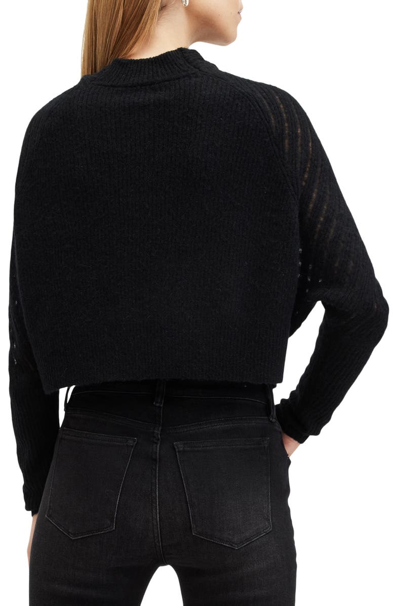 AllSaints Ridley Funnel Neck Sweater, Alternate, color, Black