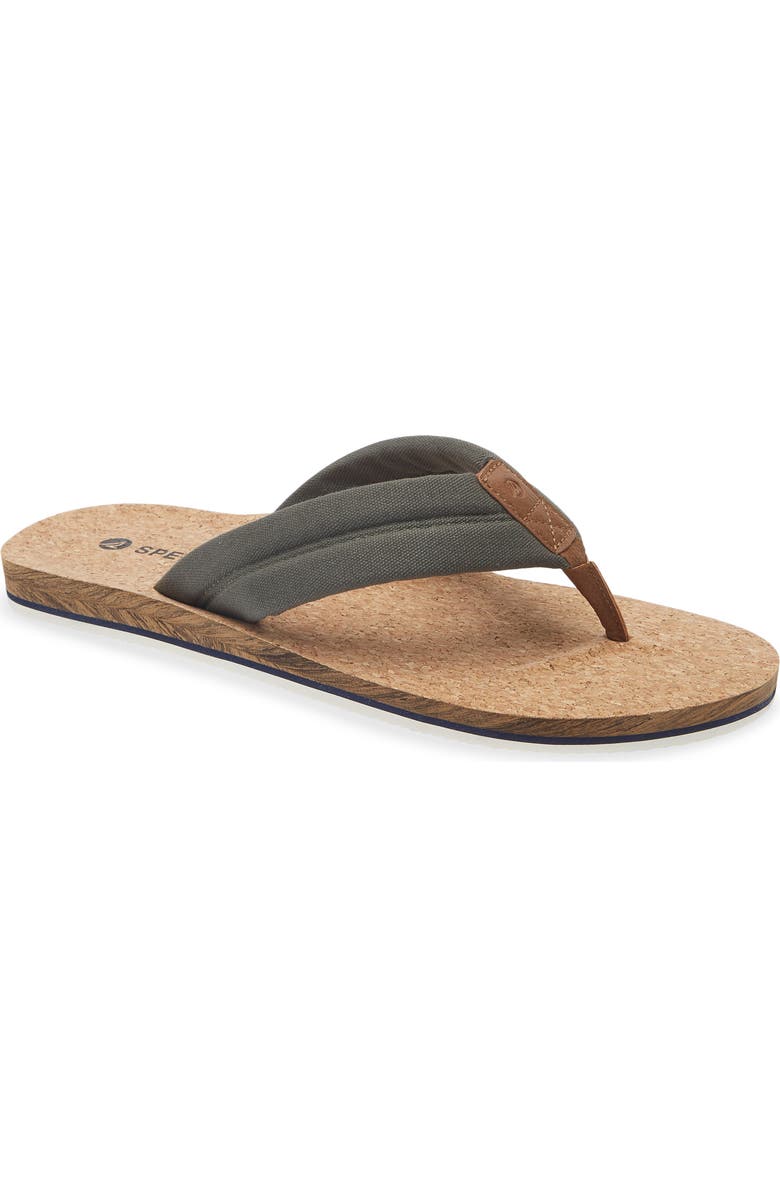 Sperry Porto Flip Flop, Main, color, Dark Khaki/ Natural