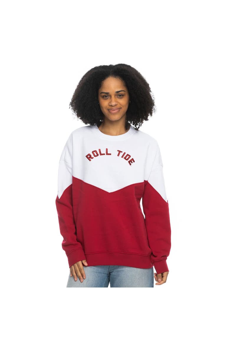 Women's ZooZatz White Alabama Crimson Tide Bestie Oversized Pullover Sweatshirt, Alternate, color, White
