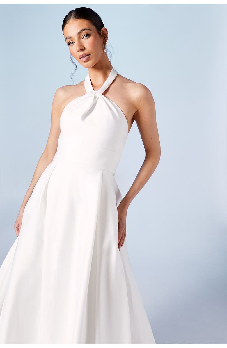 Coast Satin Halterneck Wedding Dress, Alternate, color, Ivory
