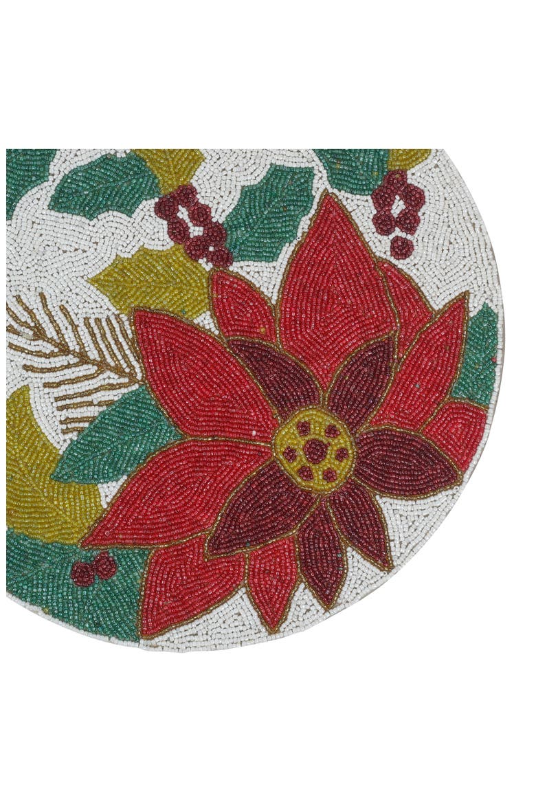 Floral Beaded Placemat, Alternate, color, IVORY/ RED