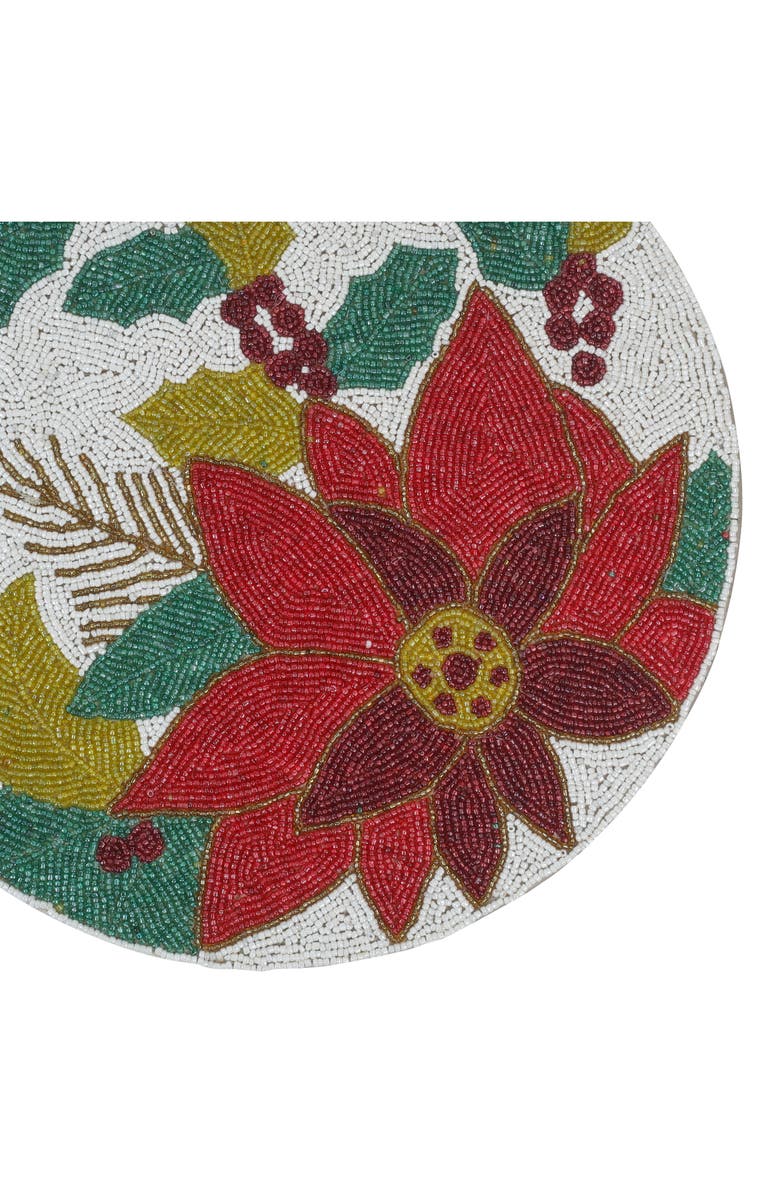 Tiramisu Floral Beaded Placemat, Alternate, color, Ivory/ Red