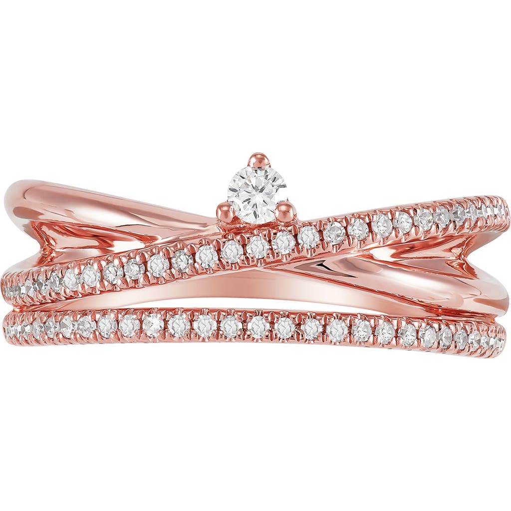 Frankie & Zoe Diamond Crisscross Ring In Gold
