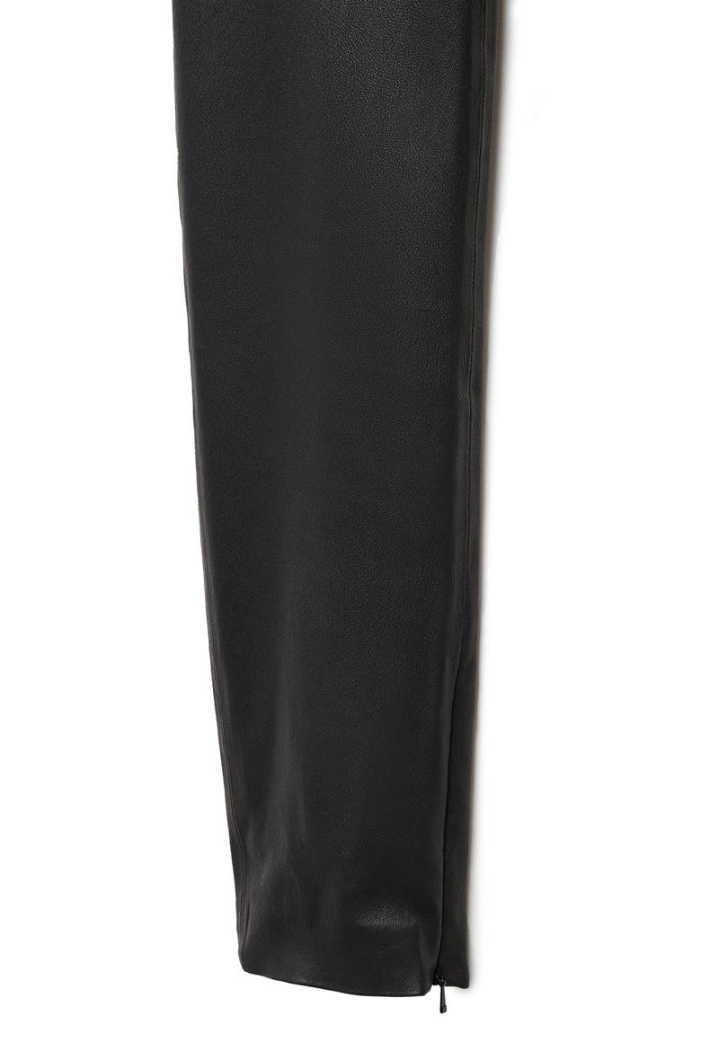 Zip Hem Leather Leggings, Alternate, color, BLACK