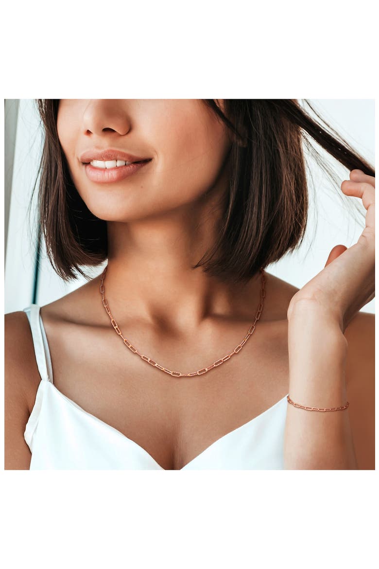 Paperclip Link Chain Necklace & Bracelet Set, Alternate, color, ROSE