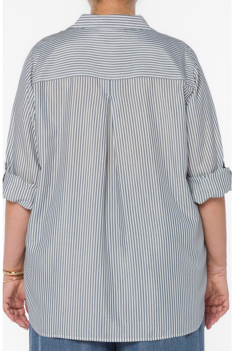 Elisa Striped Roll Sleeve Shirt, Alternate, color, INDIGO WHITE STRIPE