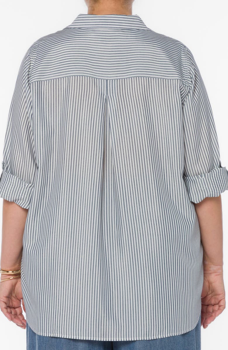 VELVET HEART Elisa Striped Roll Sleeve Shirt, Alternate, color, Indigo White Stripe