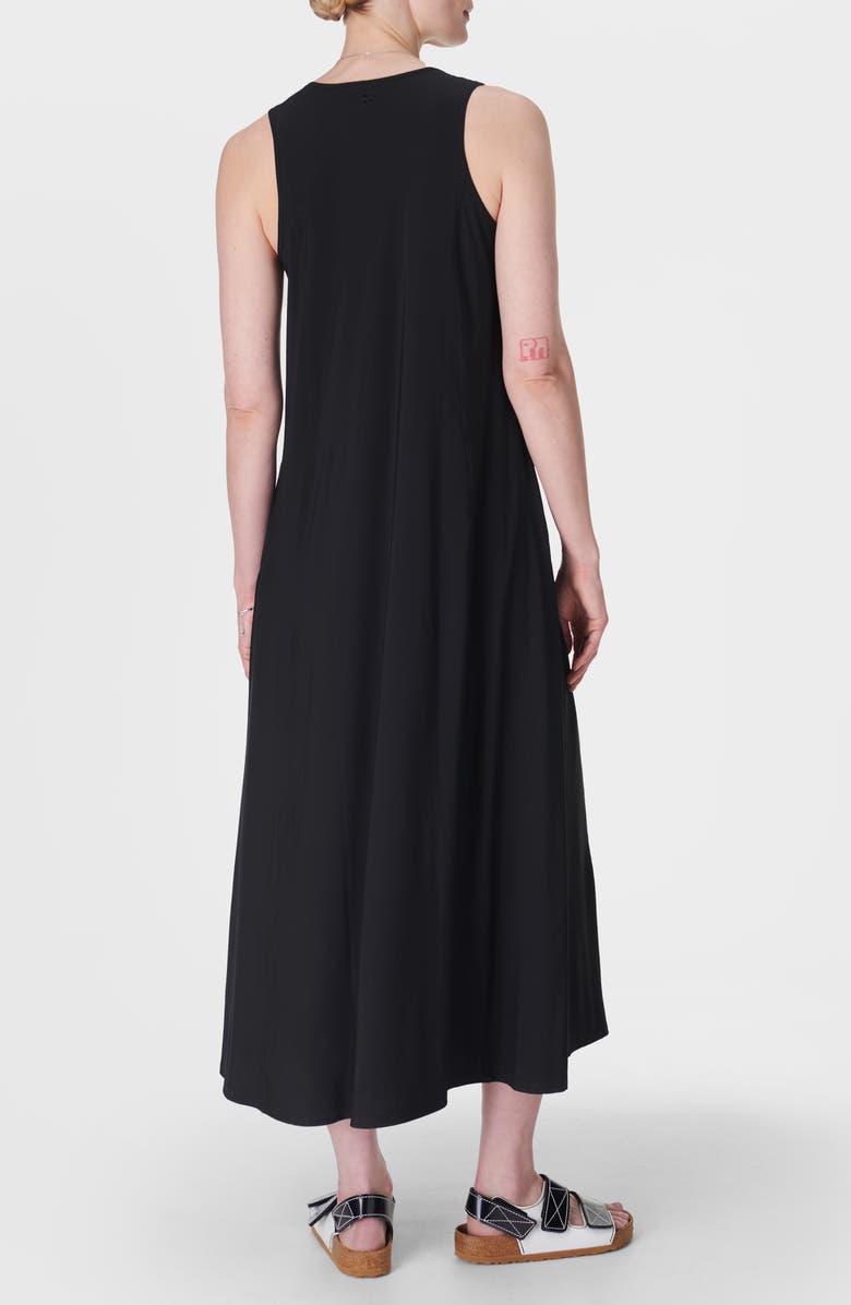 Sweaty Betty Explorer Ace V-Neck Midi Dress, Alternate, color, Black