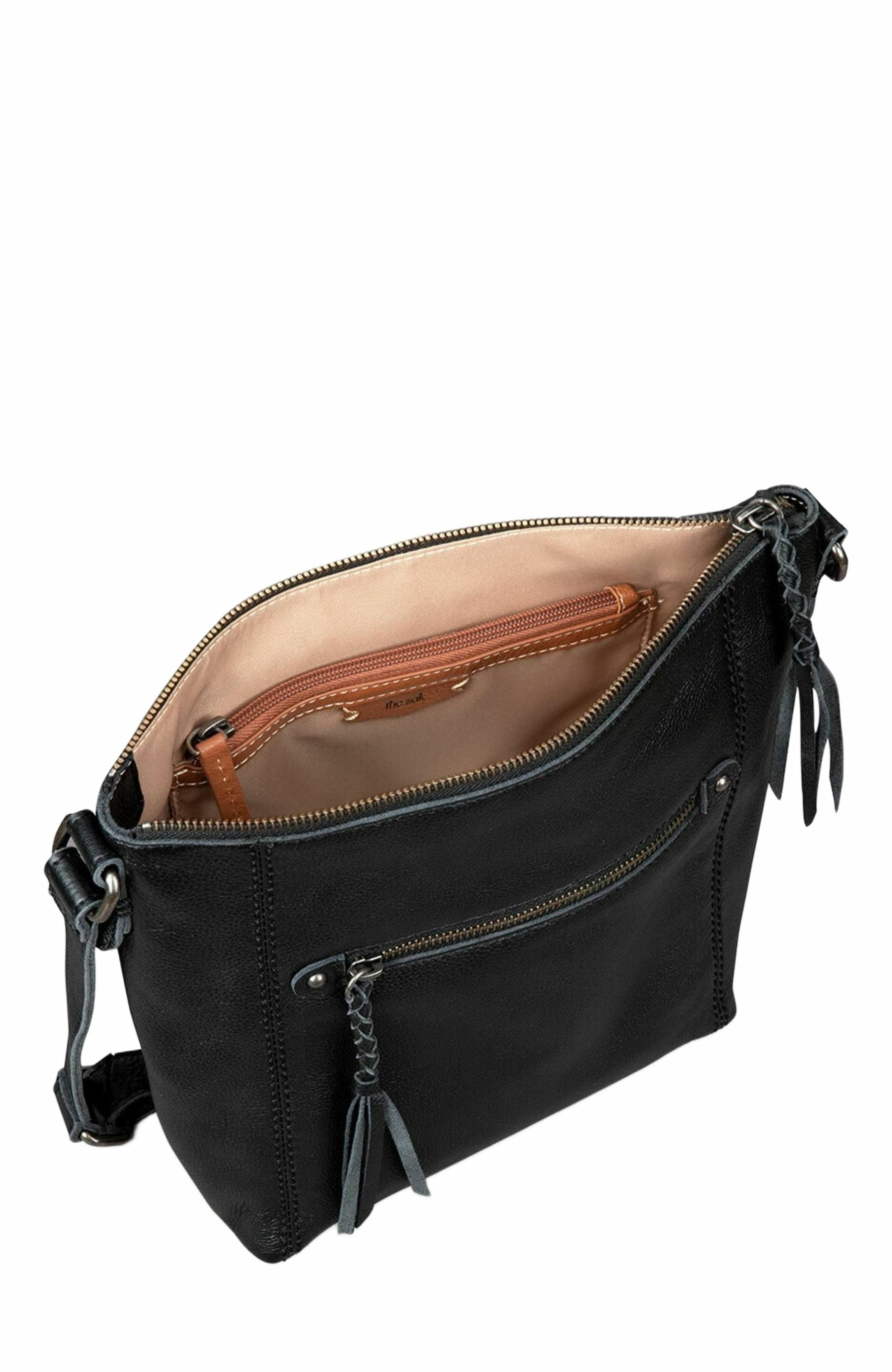The Sak Ashland Leather Crossbody Bag, Alternate, color, Black