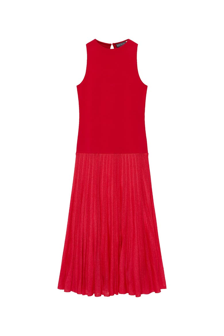 Knit Pleated Maxi Dress, Alternate, color, Red