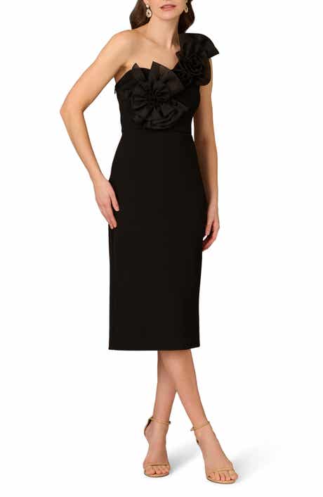 Aidan Mattox by Adrianna Papell Floral Embellished One-Shoulder Cocktail Dress