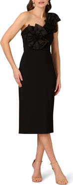 Aidan Mattox by Adrianna Papell Floral Embellished One-Shoulder Cocktail Dress