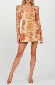 HELSI Kristen Sequin Floral Long Sleeve Cocktail Minidress