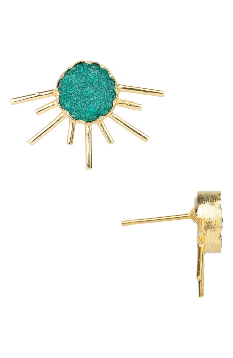 SAACHI Drusy Sun Stud Earrings, Alternate, color,