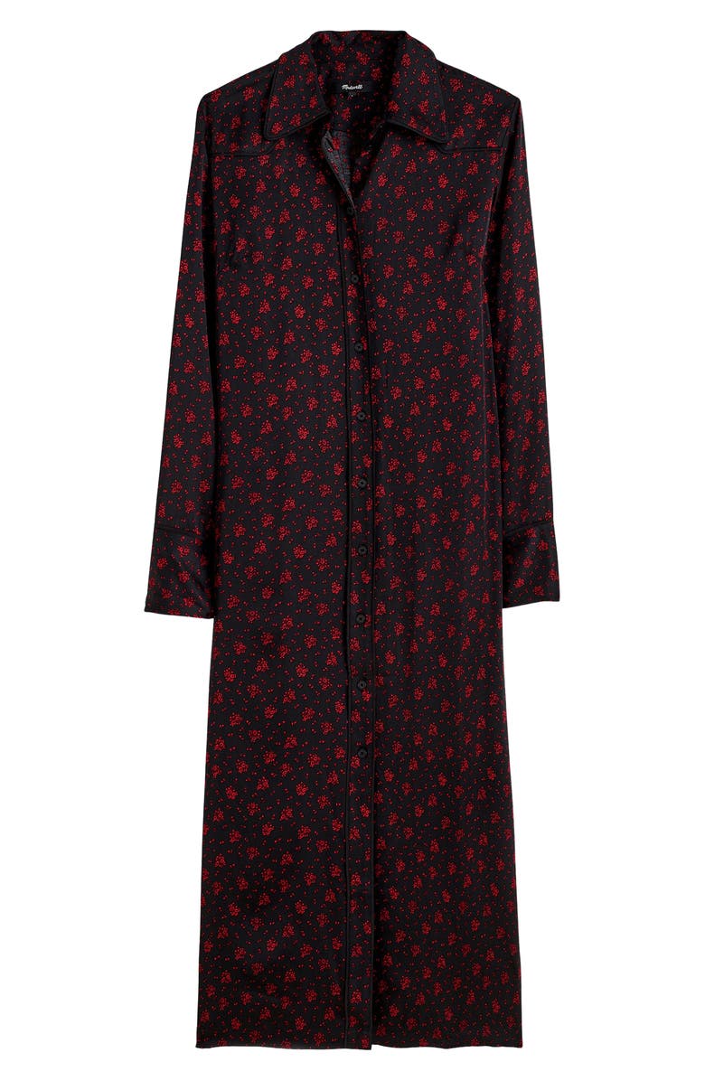 Madewell Floral Long Sleeve Button Front Midi Shirtdress, Alternate, color, Bright Cherry