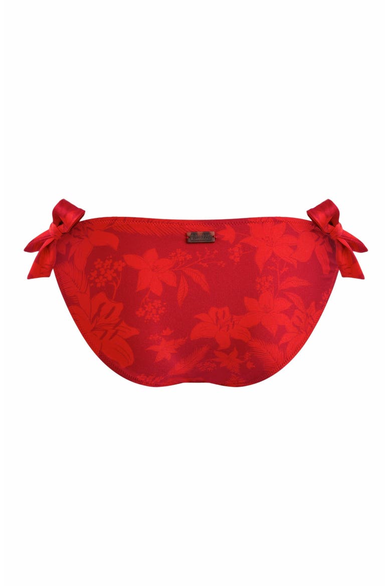 Women's Flower Power Side Tie Bikini Bottom, Alternate, color, LIPSTICK