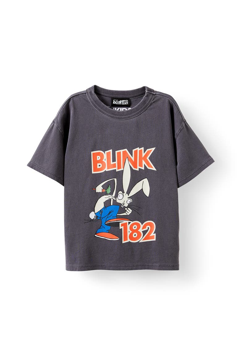 Kid's Licensed Drop Shoulder Short Sleeve Tee, Main, color, Rabbit Grey Blink 182