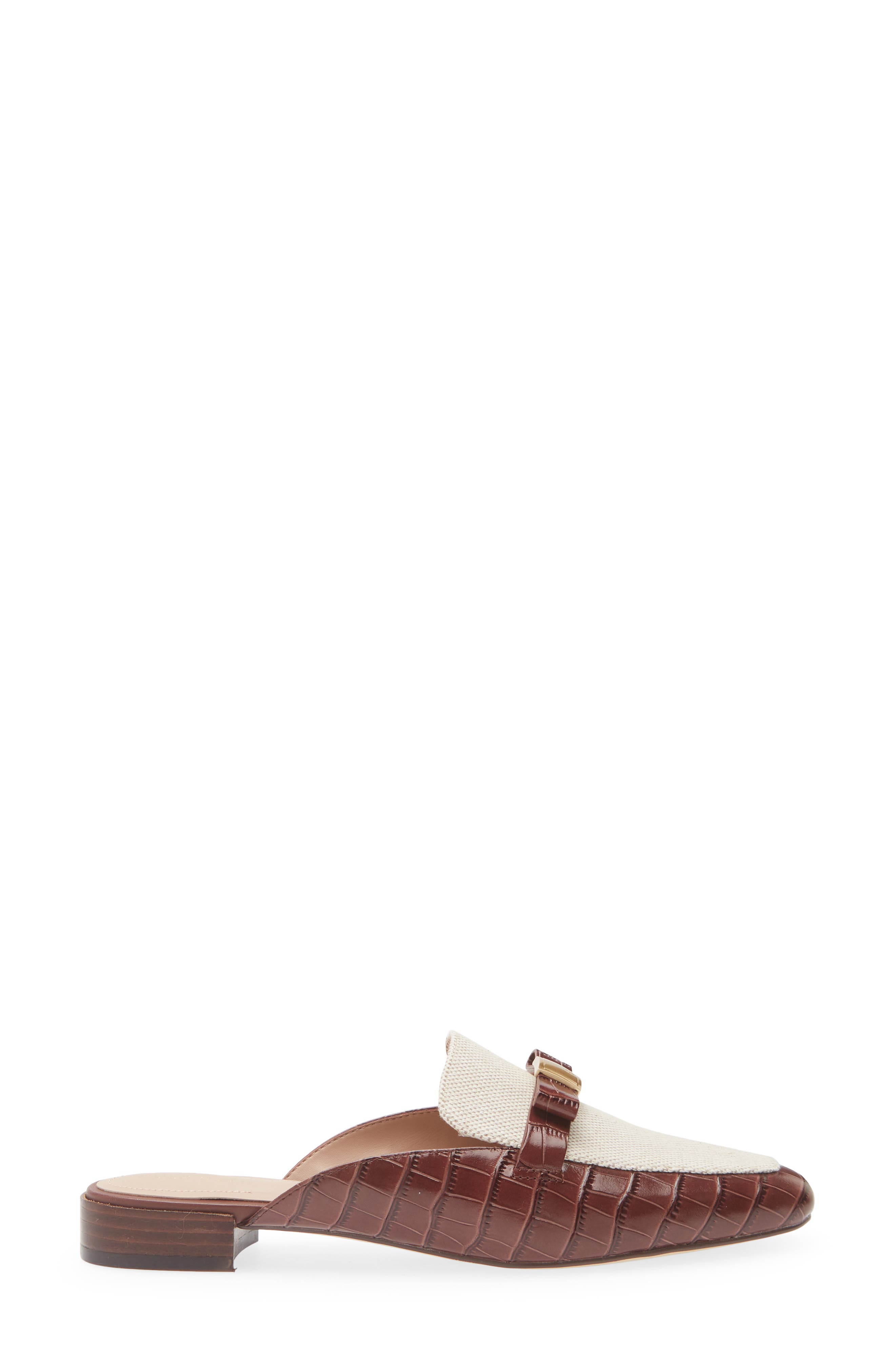 Cole Haan Pasha Bow Mule, Alternate, color, Mahogany Croc Print / Canvas